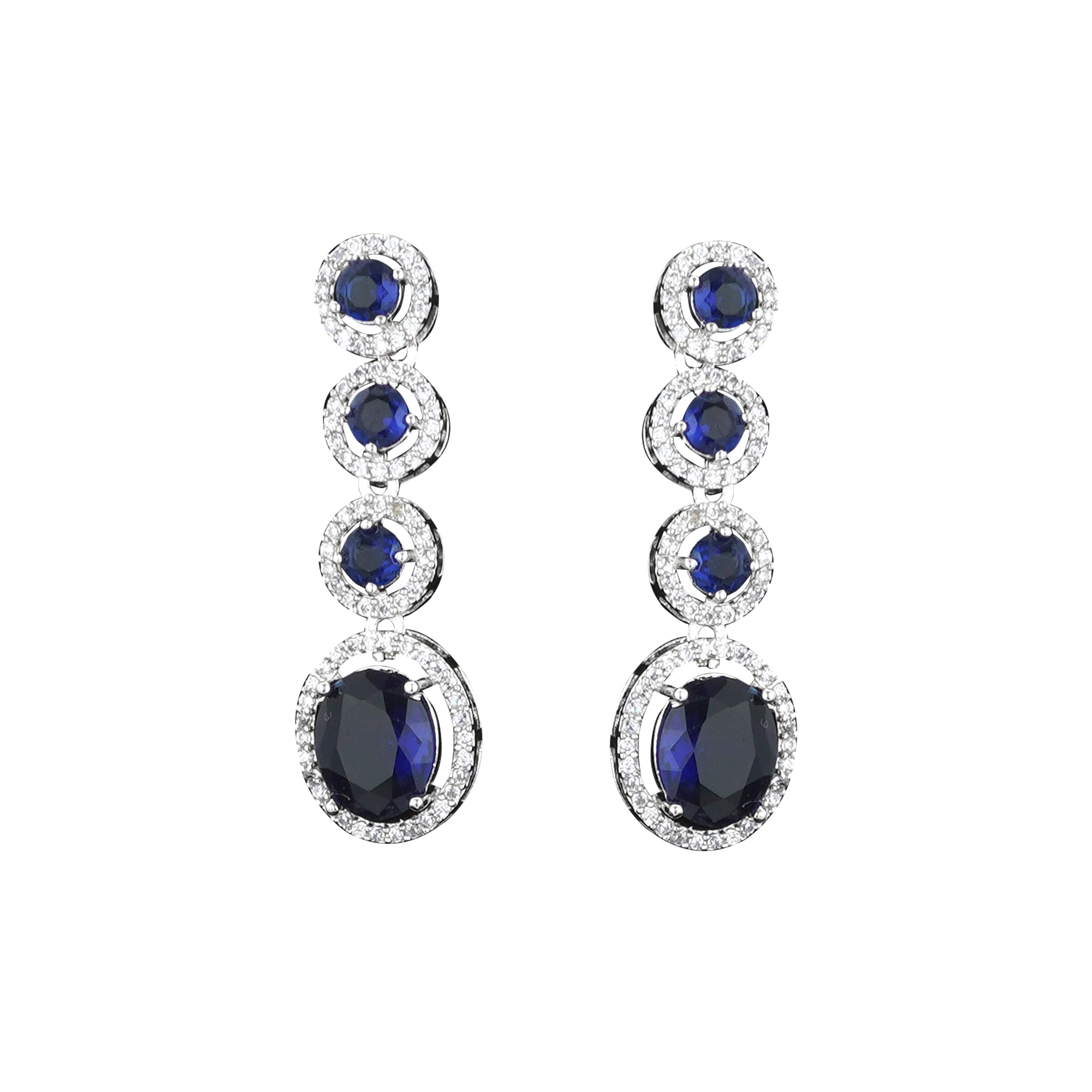 Blue American Diamond CZ Necklace Set