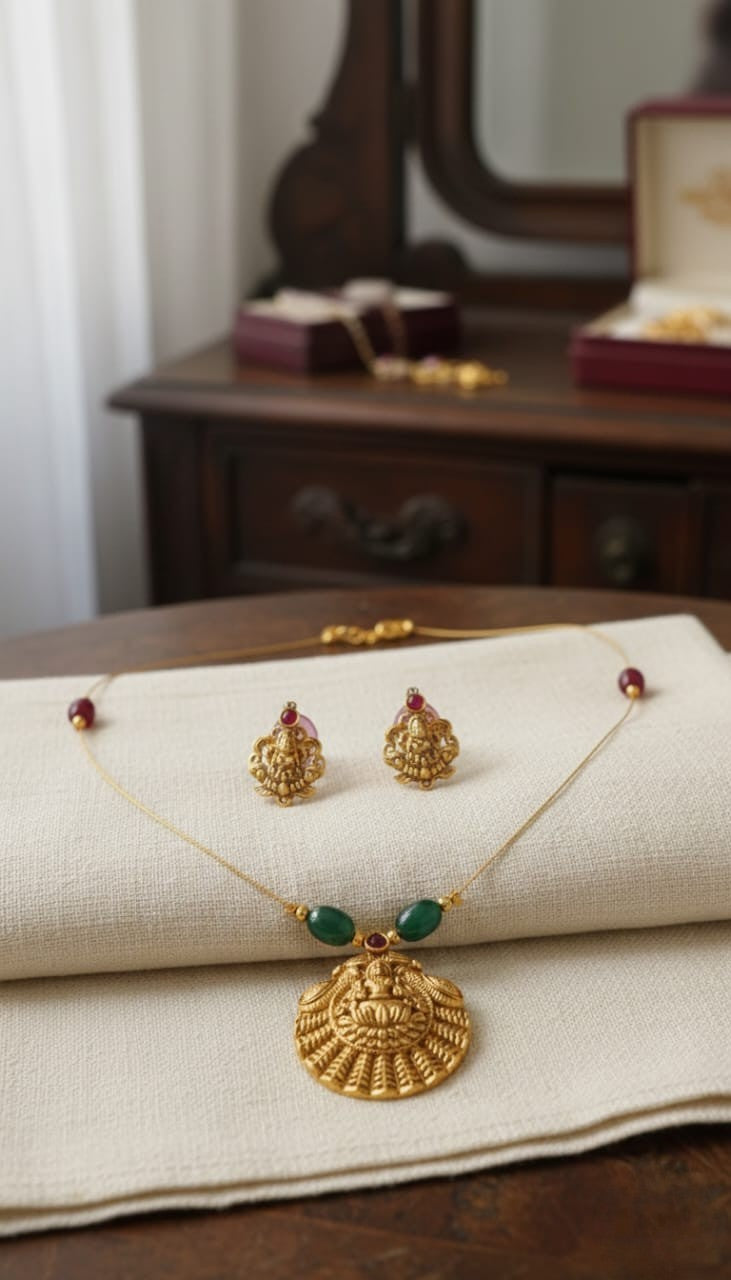 Lakshmi Devi Temple Pendant Set