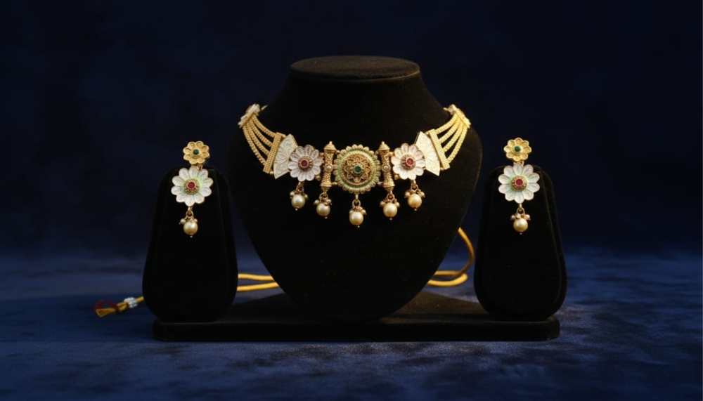 Floral Bloom Meenakari Choker Set