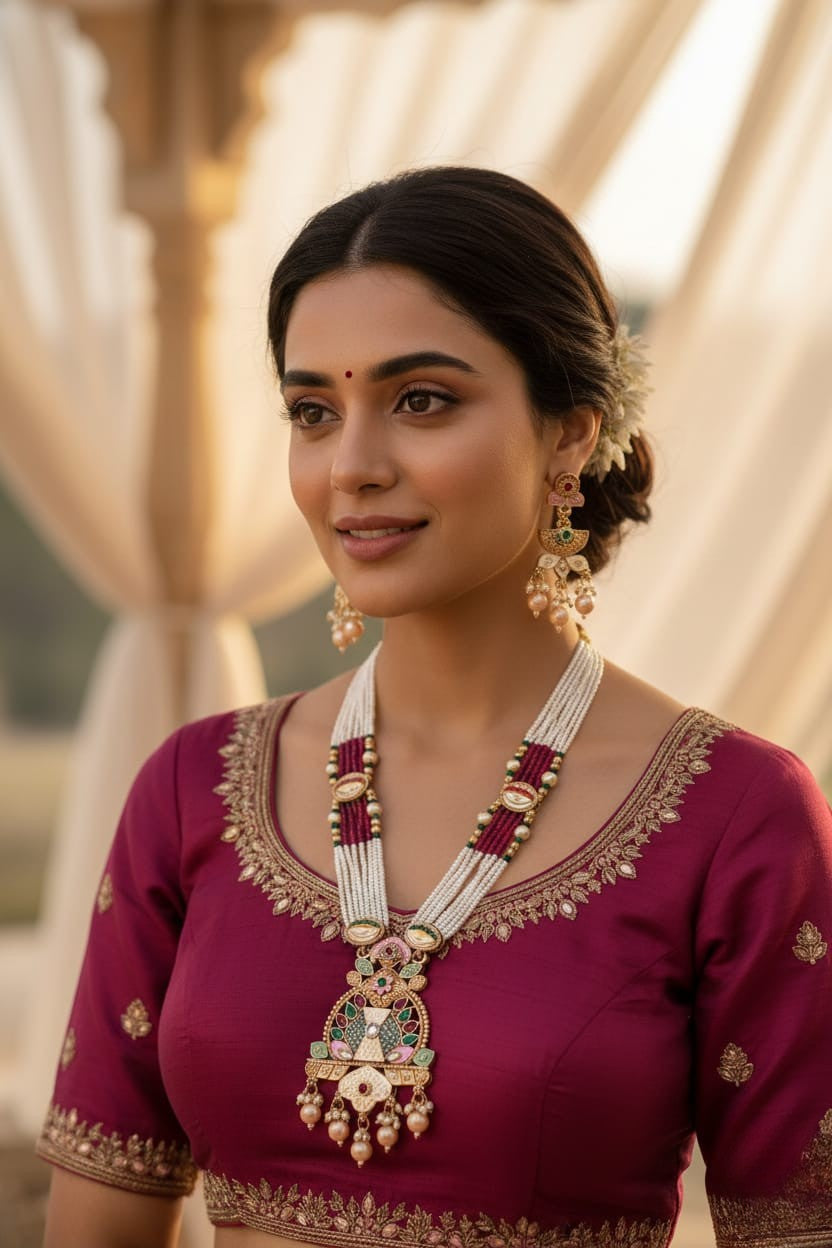 Maharani Pearl Long Necklace Set