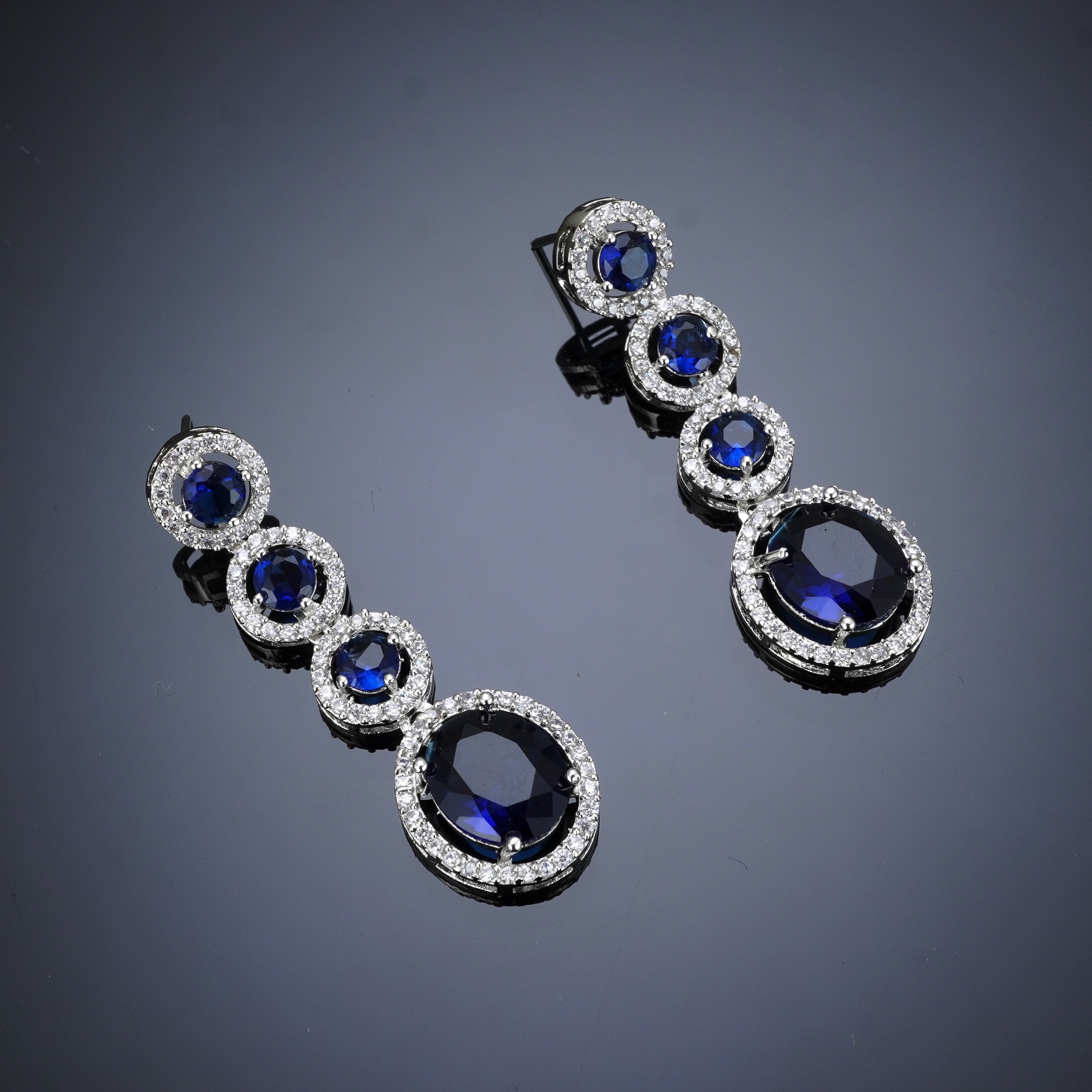 Blue American Diamond CZ Necklace Set