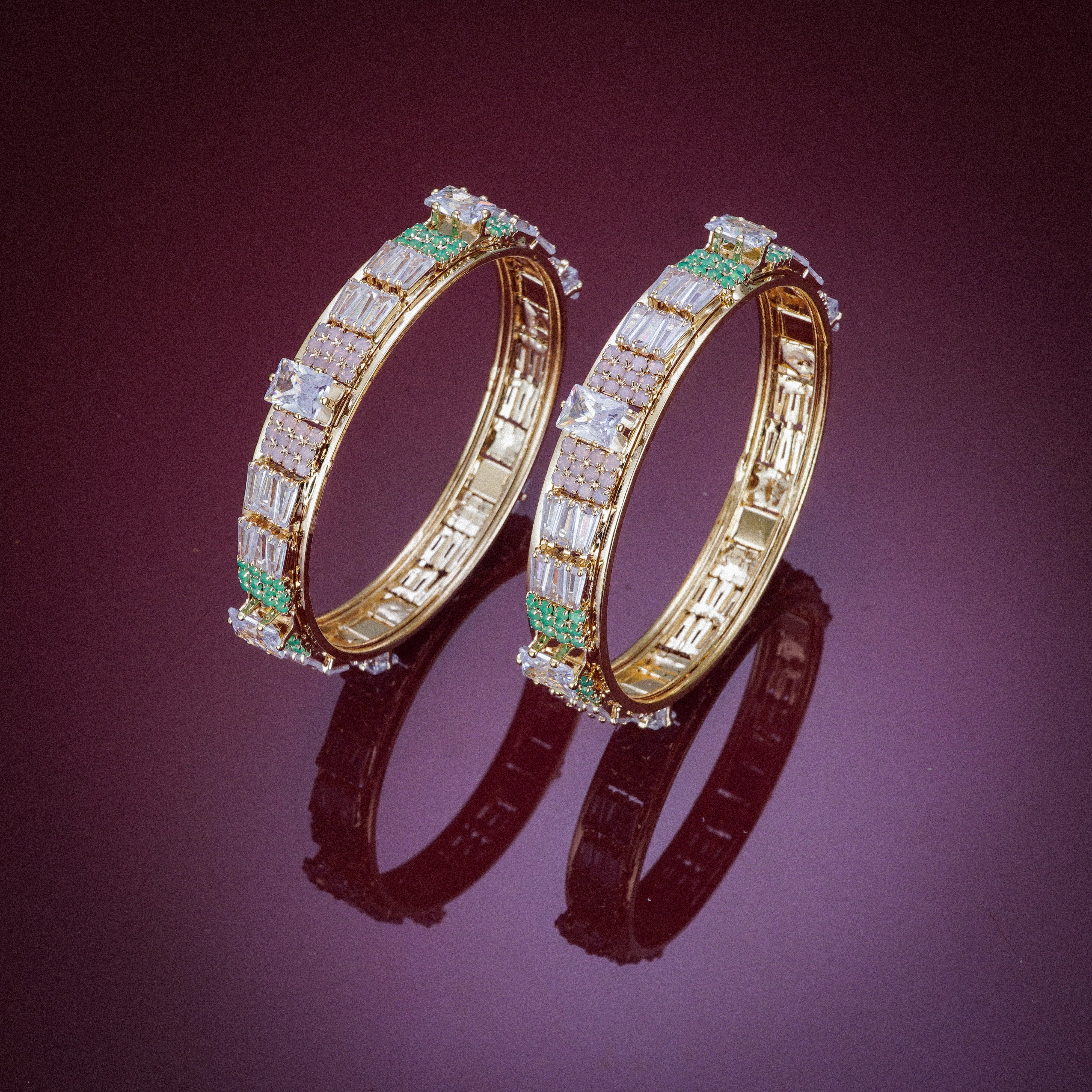 Multi-Color AD Gold Plated Bangles
