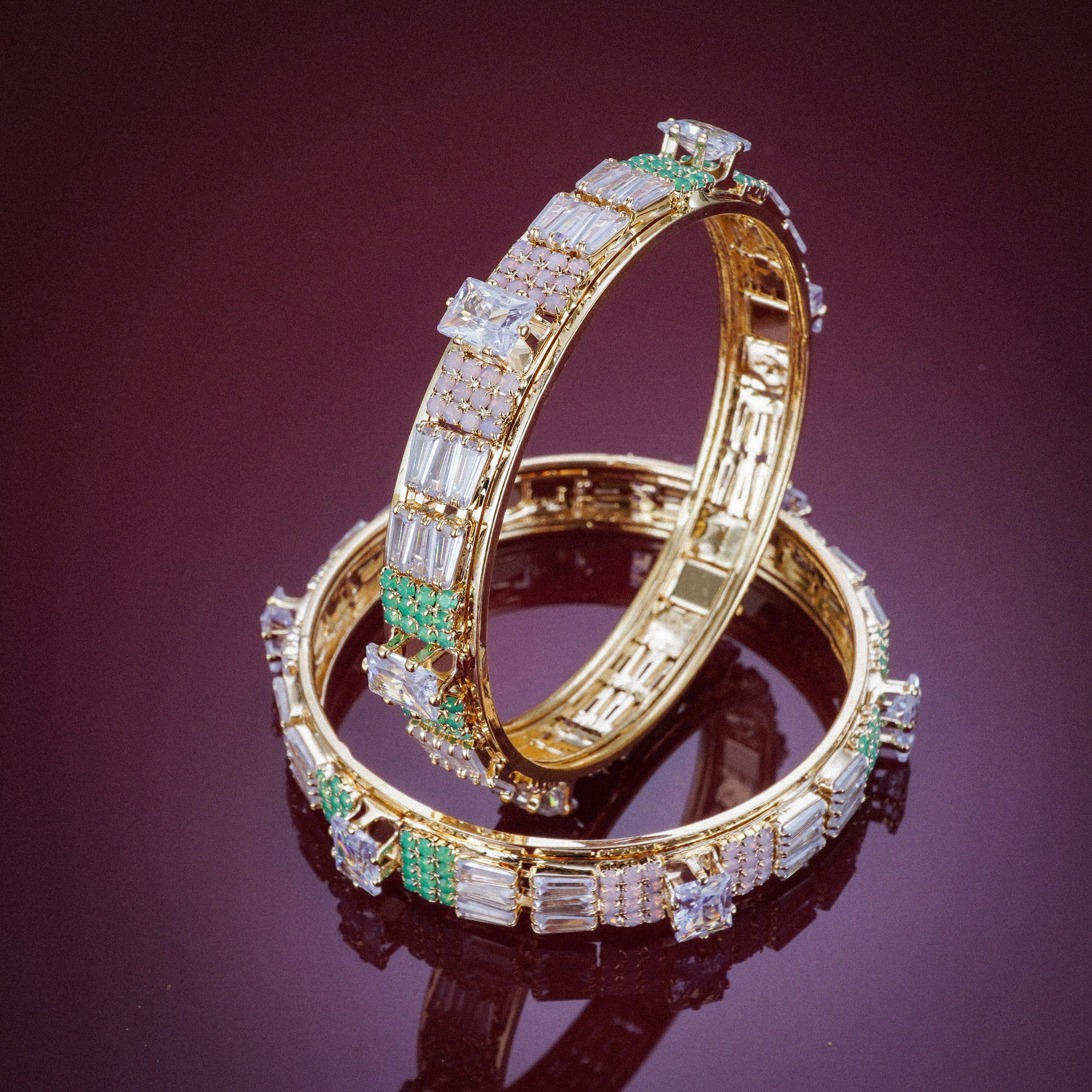 Multi-Color AD Gold Plated Bangles