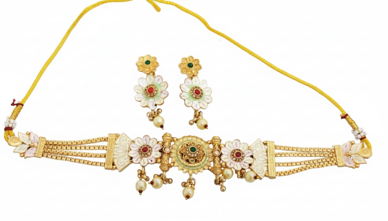 Floral Bloom Meenakari Choker Set