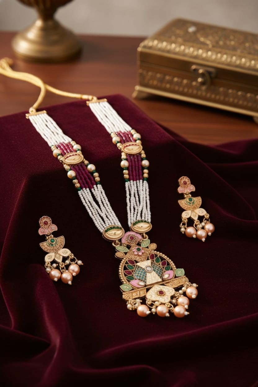 Maharani Pearl Long Necklace Set
