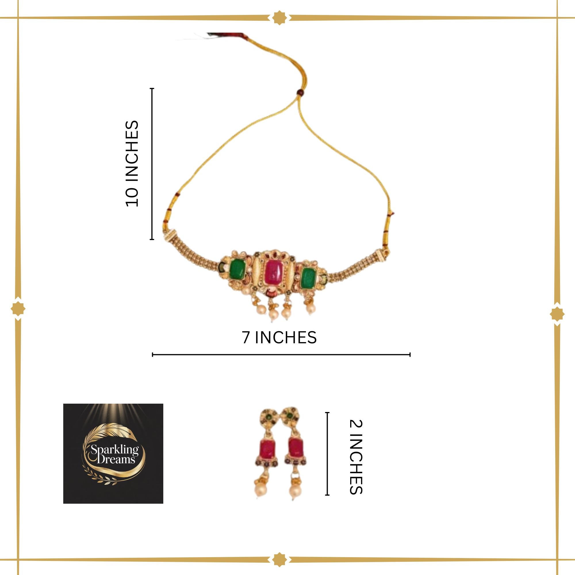 Ruby & Emerald Pearl Choker Set