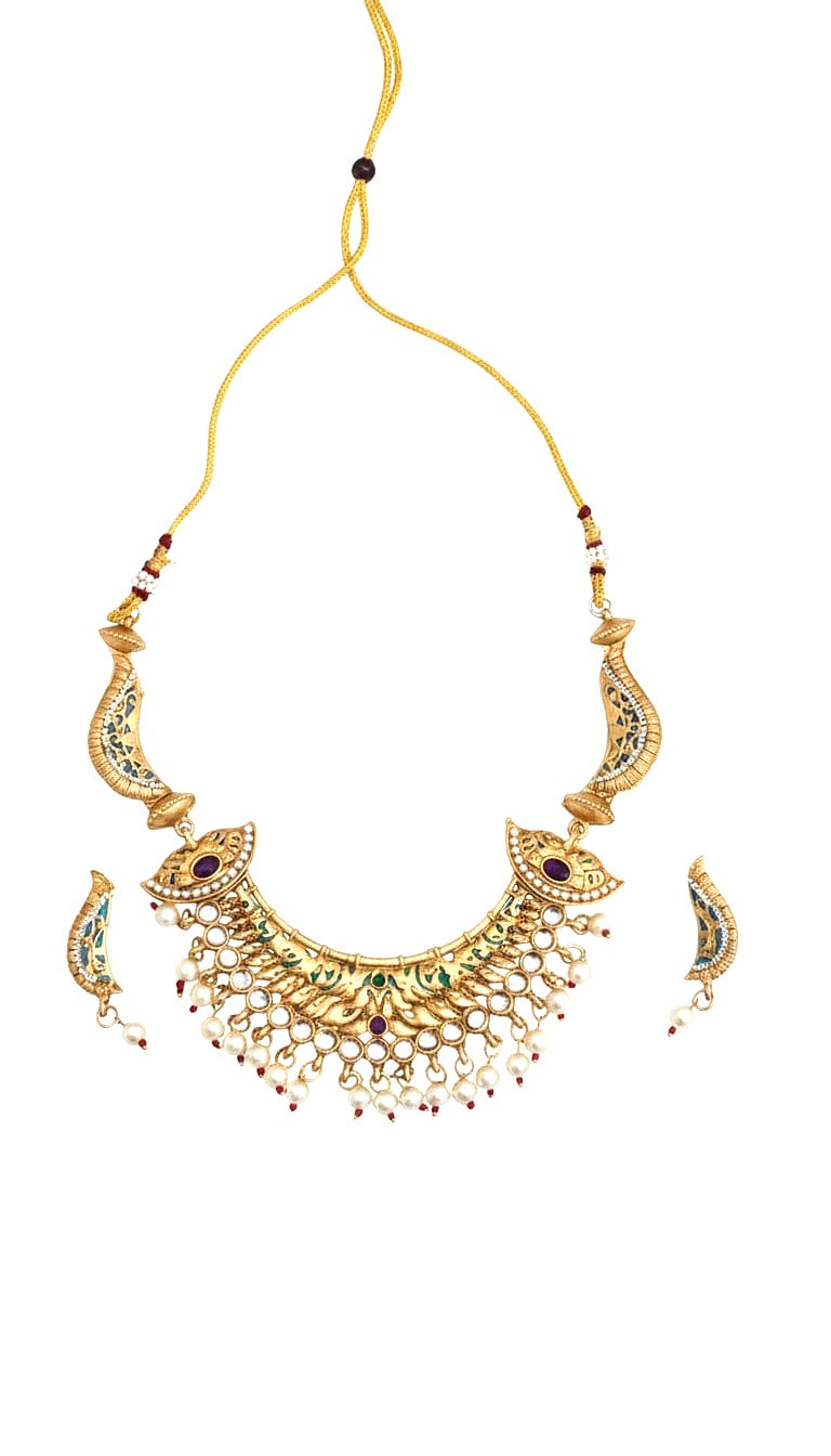 Antique Floral Meenakari Choker Set