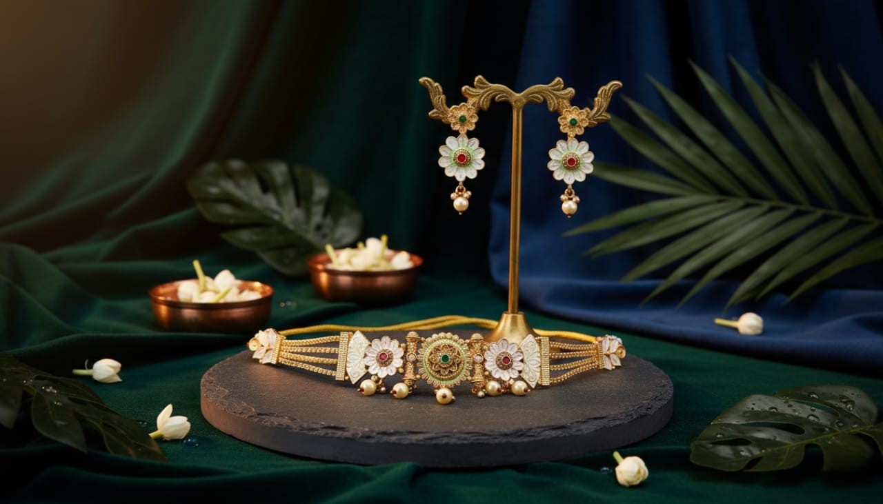 Floral Bloom Meenakari Choker Set