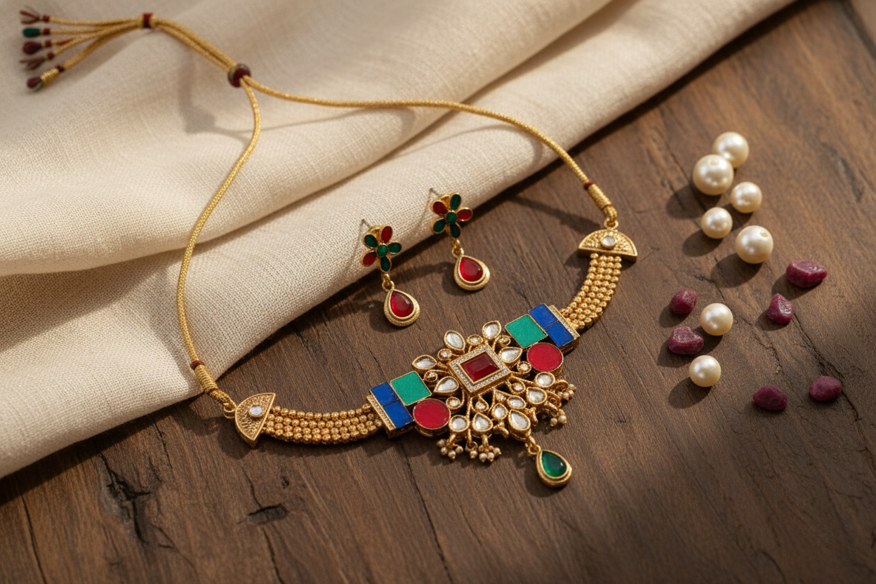 Traditional Meenakari Kundan Choker