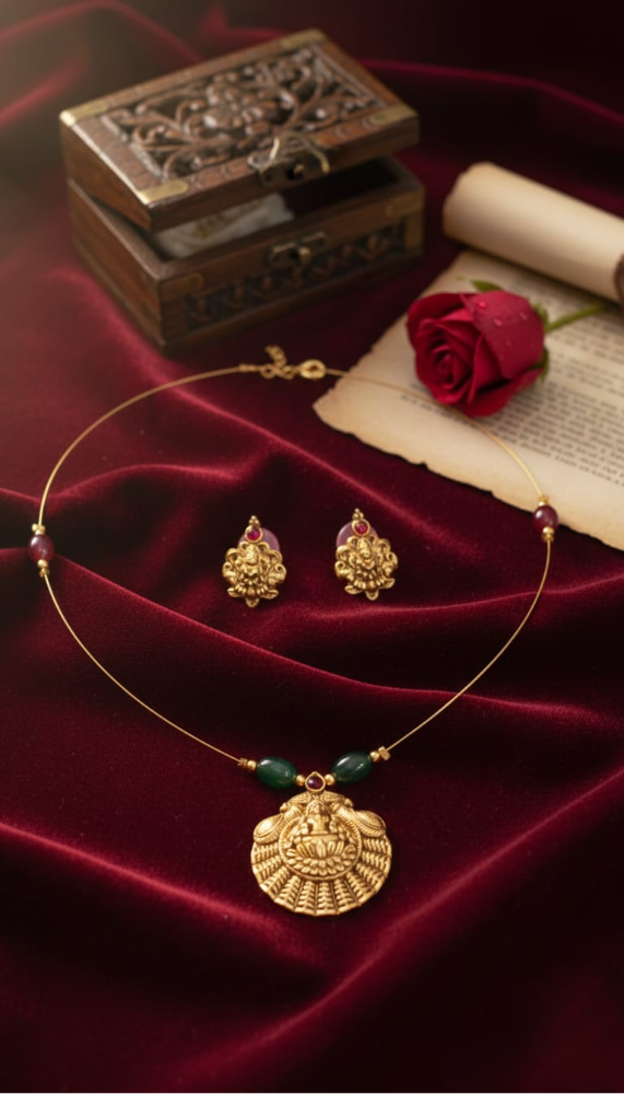 Lakshmi Devi Temple Pendant Set