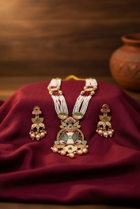 Maharani Pearl Long Necklace Set